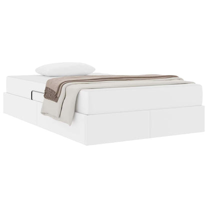 Opbergbed met matras met matras Wit 120 x 200 cm Nep Leer