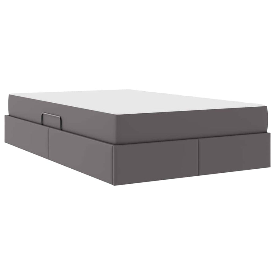 Opbergbed met matras met matras Grijs 120 x 200 cm Nep Leer
