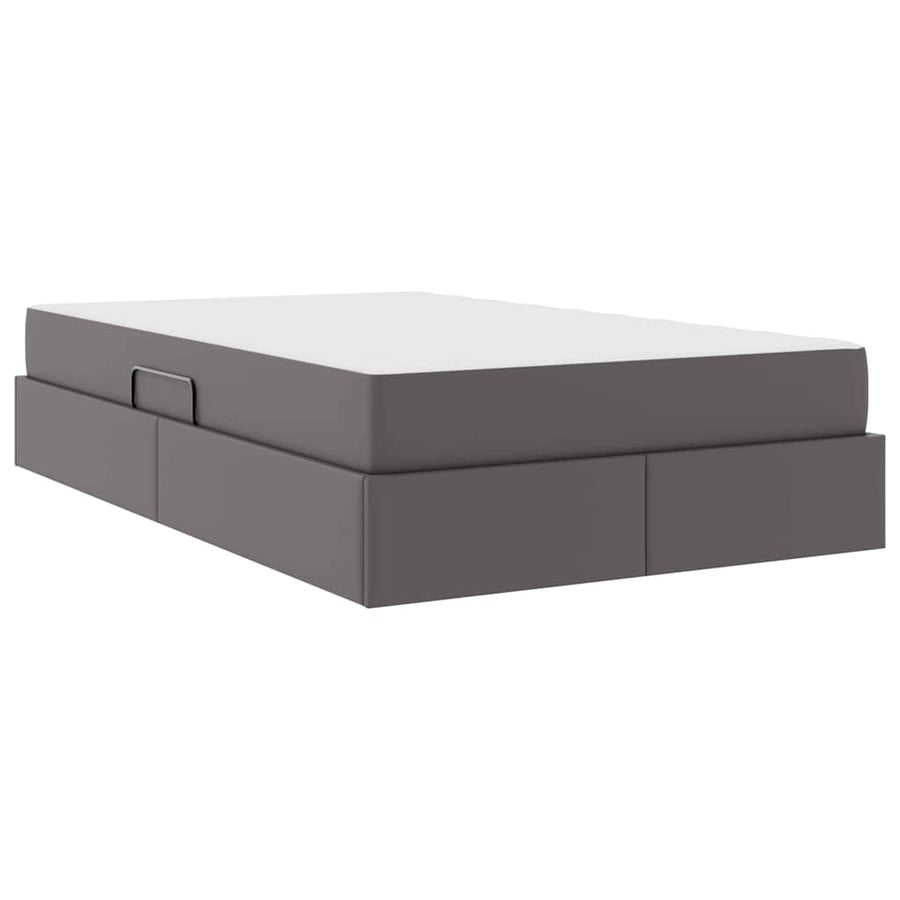 Opbergbed met matras met matras Grijs 120 x 200 cm Nep Leer