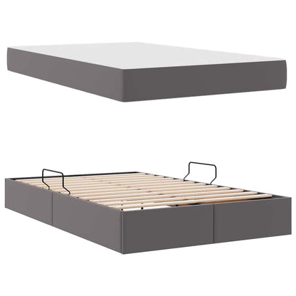 Opbergbed met matras met matras Grijs 120 x 200 cm Nep Leer