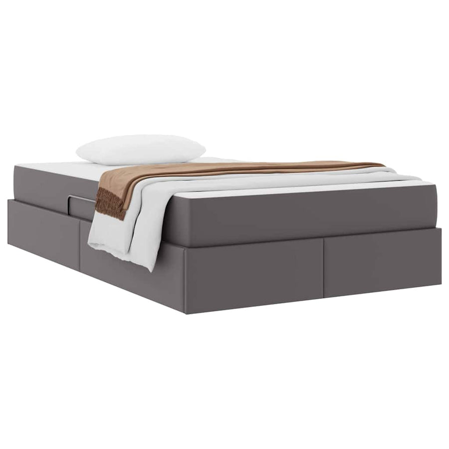 Opbergbed met matras met matras Grijs 120 x 200 cm Nep Leer