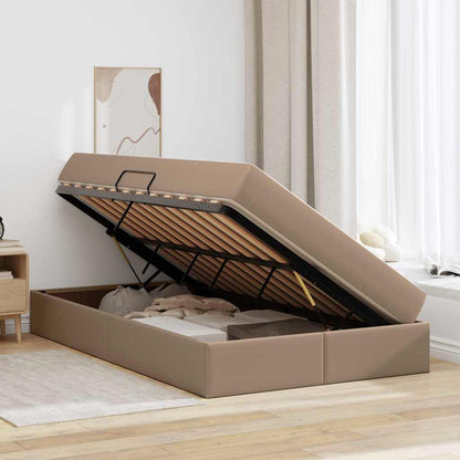 Opbergbed met matras Cappuccino 120 x 200 cm Nep Leer