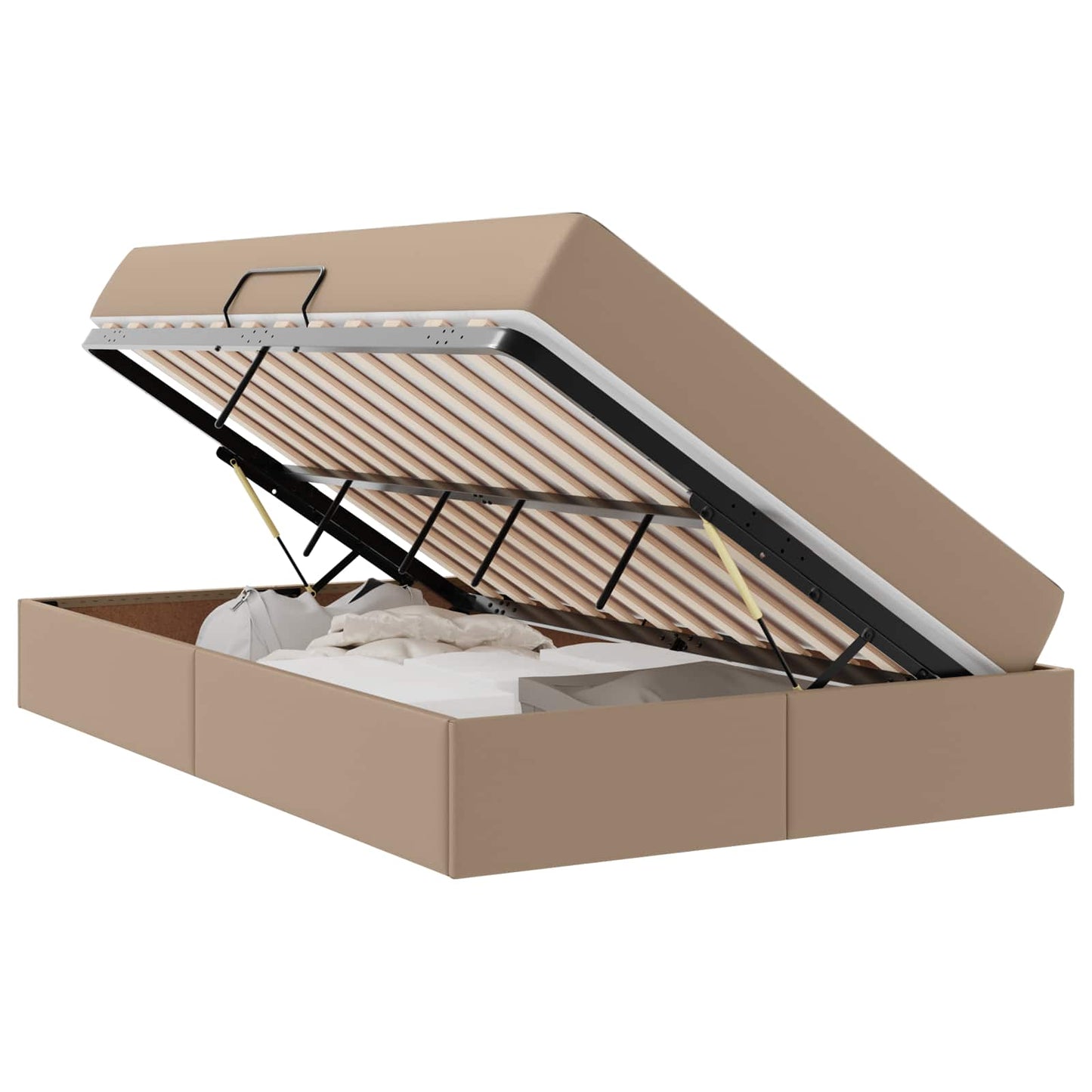Opbergbed met matras Cappuccino 120 x 200 cm Nep Leer