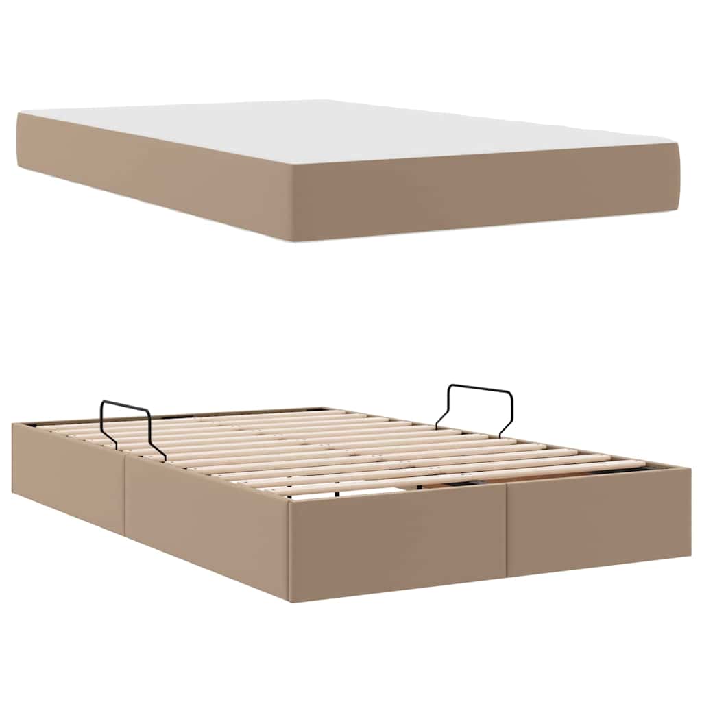Opbergbed met matras Cappuccino 120 x 200 cm Nep Leer