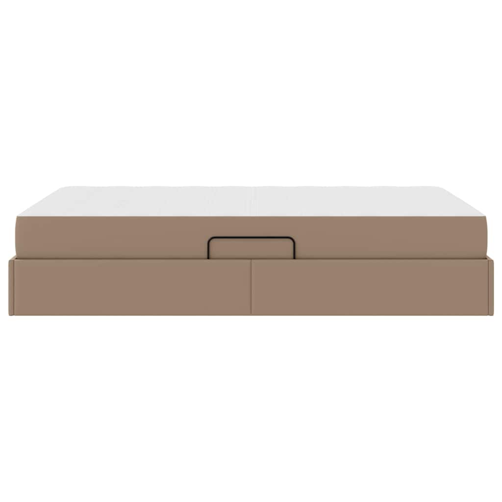 Opbergbed met matras Cappuccino 120 x 200 cm Nep Leer