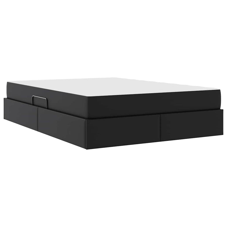 Opbergbed met matras met matras Zwart 140 x 190 cm Nep Leer