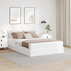 Storage bed with mattress with storage 2 pcs White Leather
