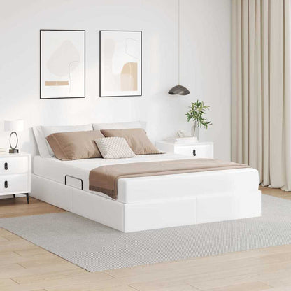Opbergbed met matras met matras Wit 140 x 190 cm Nep Leer
