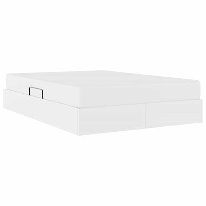 Opbergbed met matras met matras Wit 140 x 190 cm Nep Leer