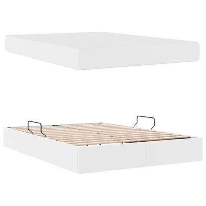 Opbergbed met matras met matras Wit 140 x 190 cm Nep Leer