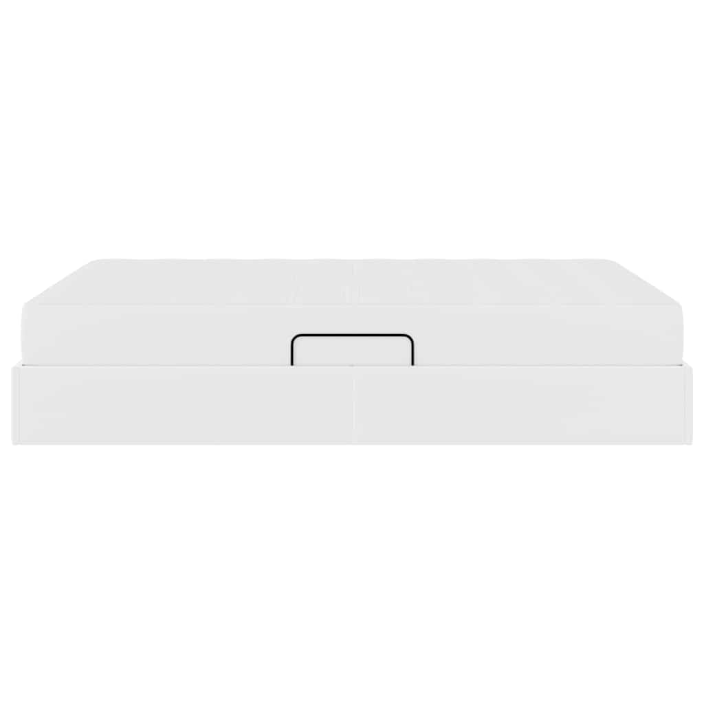Opbergbed met matras met matras Wit 140 x 190 cm Nep Leer