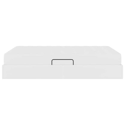 Opbergbed met matras met matras Wit 140 x 190 cm Nep Leer