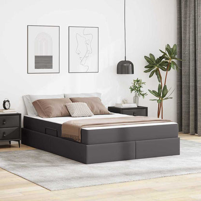 Opbergbed met matras met matras Grijs 140 x 190 cm Nep Leer