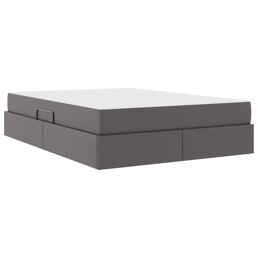 Opbergbed met matras met matras Grijs 140 x 190 cm Nep Leer