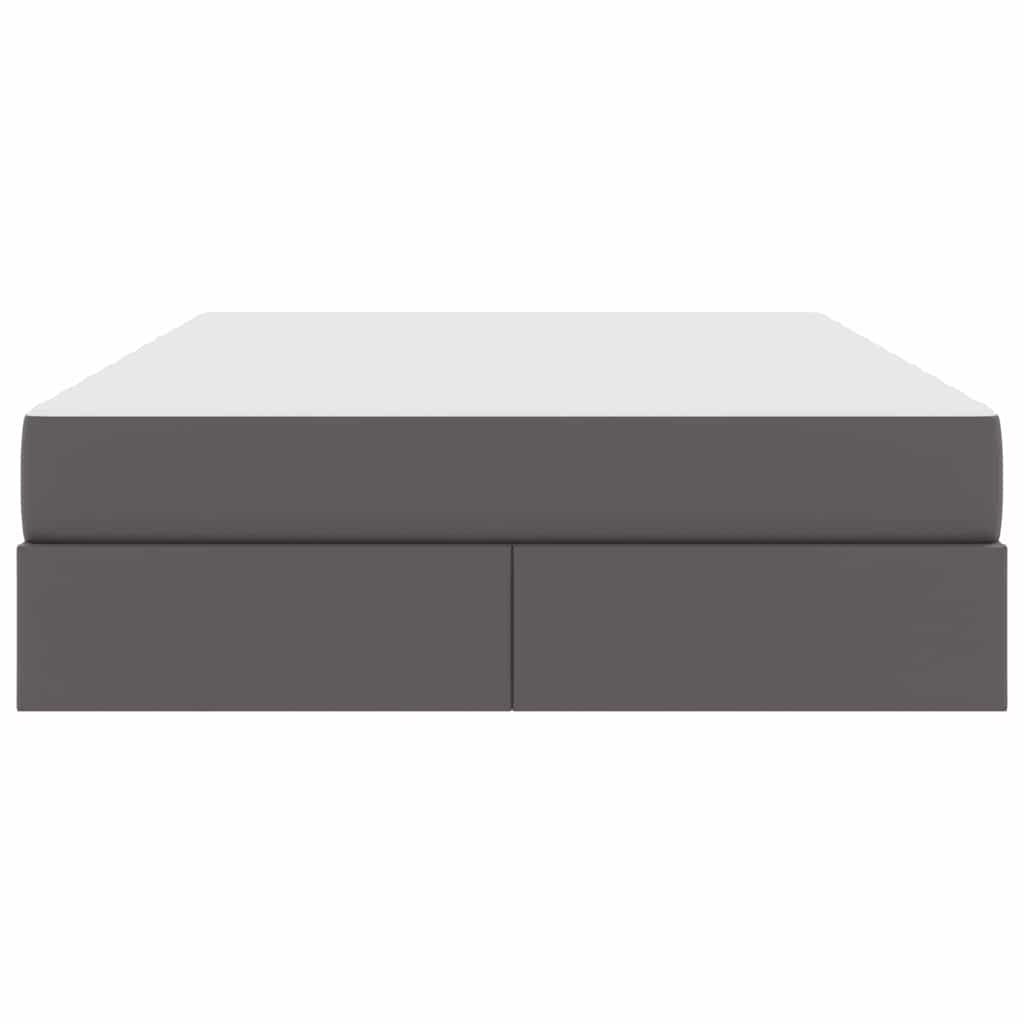 Opbergbed met matras met matras Grijs 140 x 190 cm Nep Leer