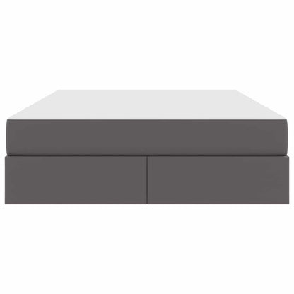 Opbergbed met matras met matras Grijs 140 x 190 cm Nep Leer