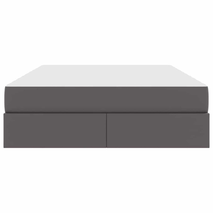Opbergbed met matras met matras Grijs 140 x 190 cm Nep Leer