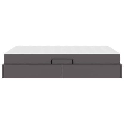 Opbergbed met matras met matras Grijs 140 x 190 cm Nep Leer