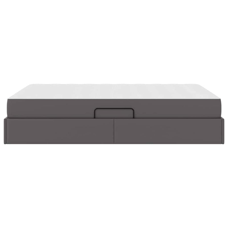 Opbergbed met matras met matras Grijs 140 x 190 cm Nep Leer