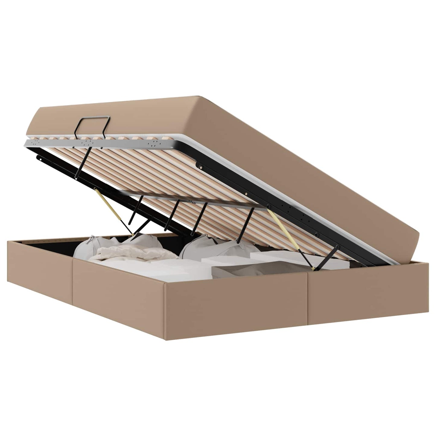 Opbergbed met matras Cappuccino 140 x 190 cm Nep Leer