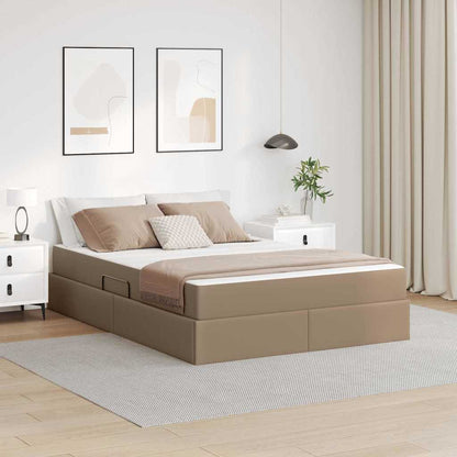 Opslag bed met matras met matras 2 pcs Cappuccino Leer
