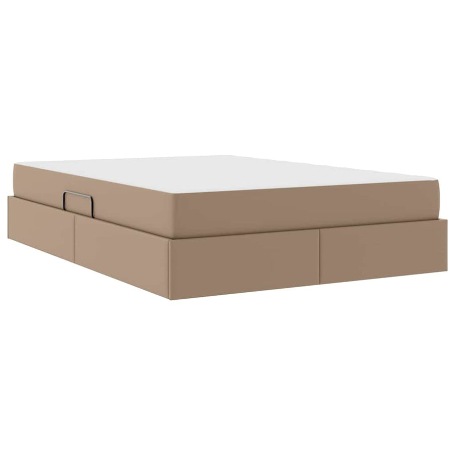 Opslag bed met matras met matras 2 pcs Cappuccino Leer