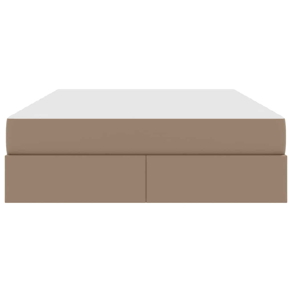 Opslag bed met matras met matras 2 pcs Cappuccino Leer