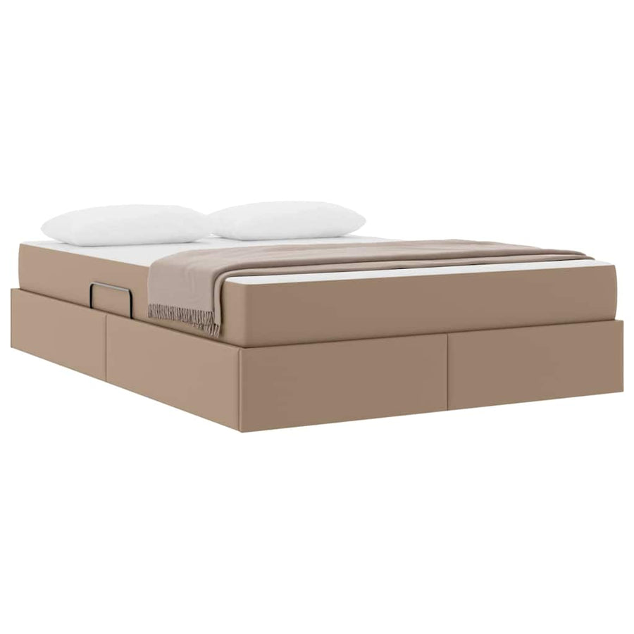 Opslag bed met matras met matras 2 pcs Cappuccino Leer