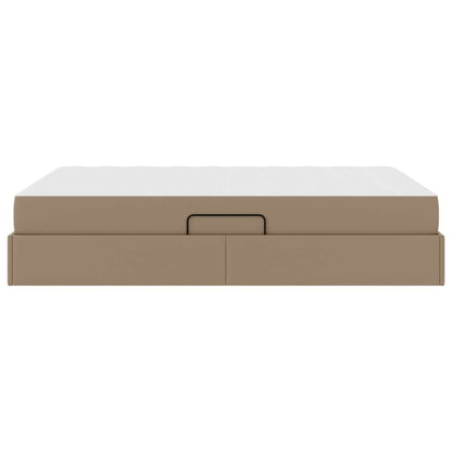 Opslag bed met matras met matras 2 pcs Cappuccino Leer