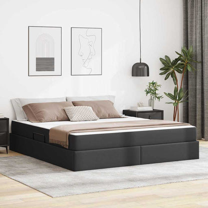 Opbergbed met matras met matras Zwart 160 x 200 cm Nep Leer
