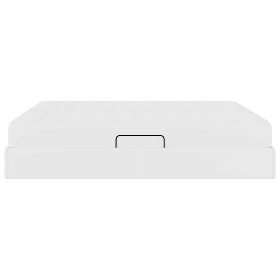 Opbergbed met matras met matras Wit 160 x 200 cm Nep Leer