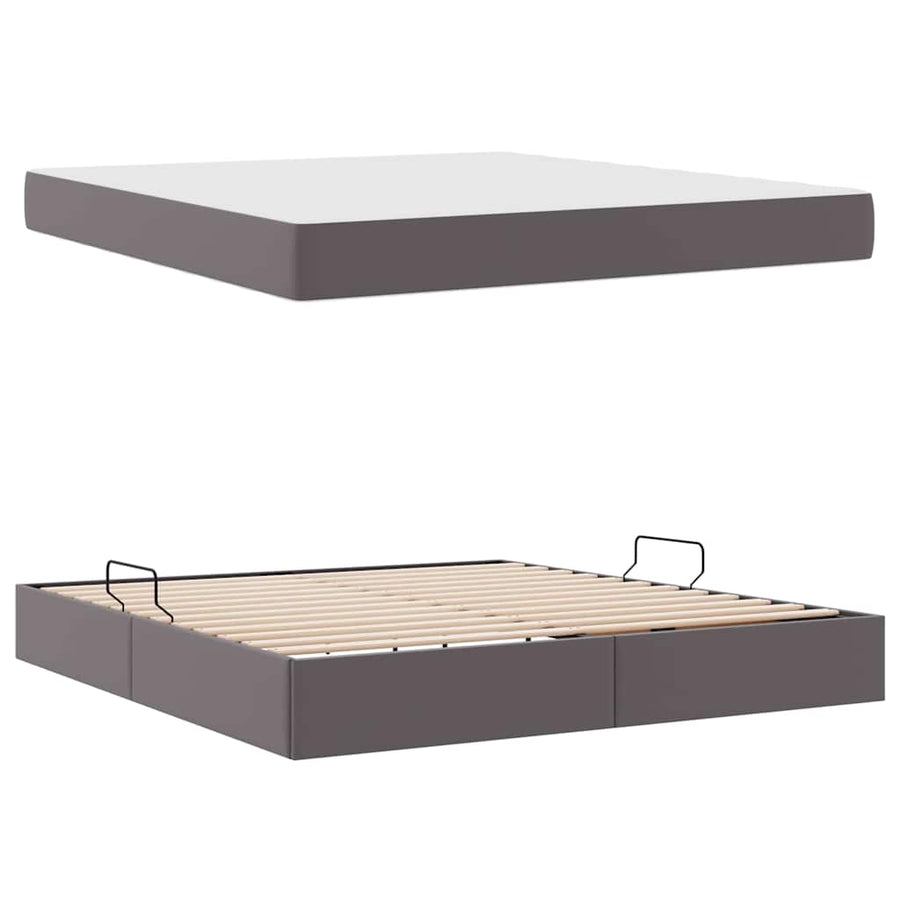 Opslag bed met matras met matras met opslag 2 pcs Grijs Leer