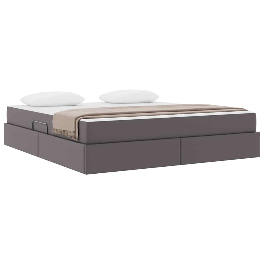 Opslag bed met matras met matras met opslag 2 pcs Grijs Leer