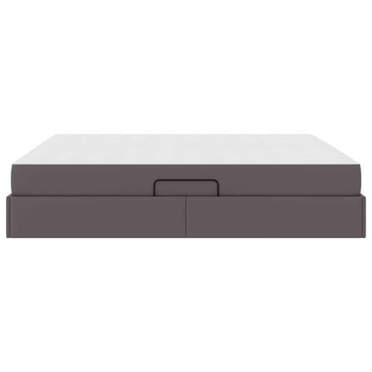 Opslag bed met matras met matras met opslag 2 pcs Grijs Leer