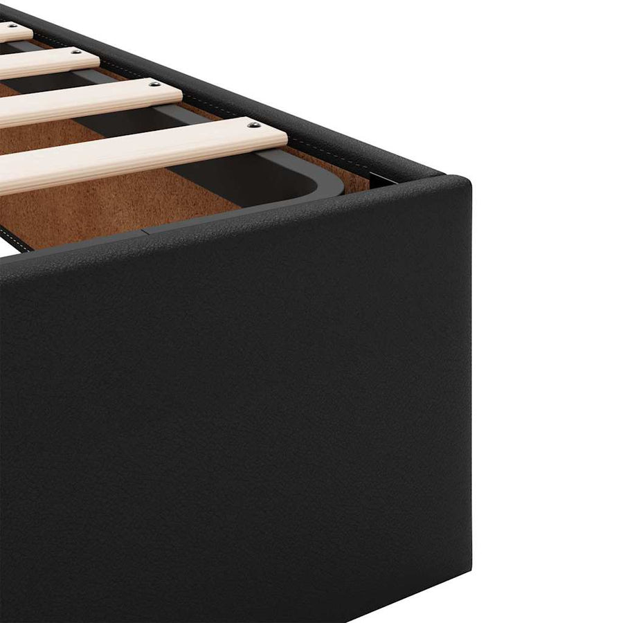 Opbergbed met matras met matras Zwart 180 x 200 cm Nep Leer