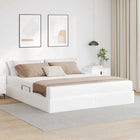 Storage bed with mattress with storage 2 pcs White Leather
