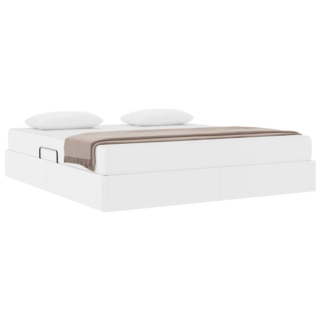 Opbergbed met matras met matras Wit 180 x 200 cm Nep Leer
