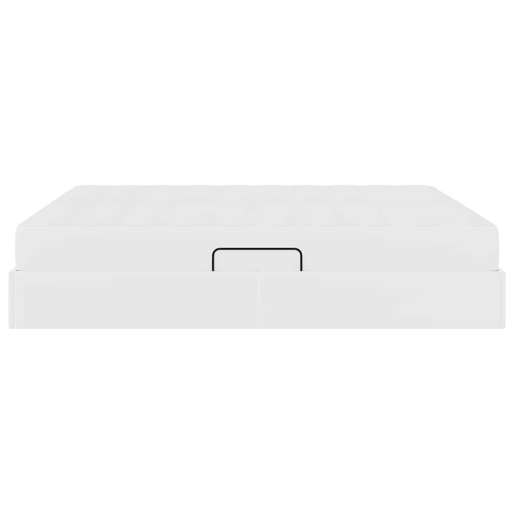Opbergbed met matras met matras Wit 180 x 200 cm Nep Leer