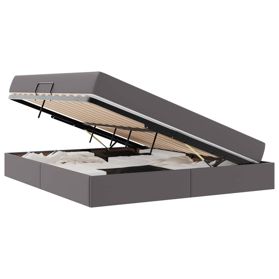 Opbergbed met matras met matras Grijs 180 x 200 cm Nep Leer