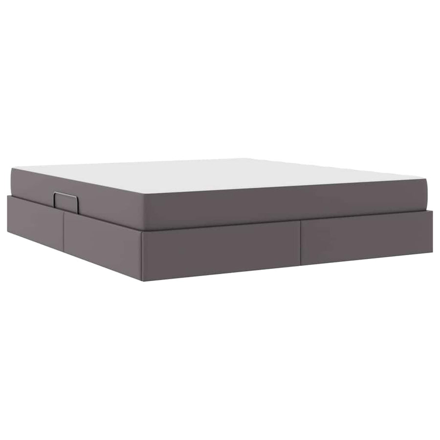 Opbergbed met matras met matras Grijs 180 x 200 cm Nep Leer