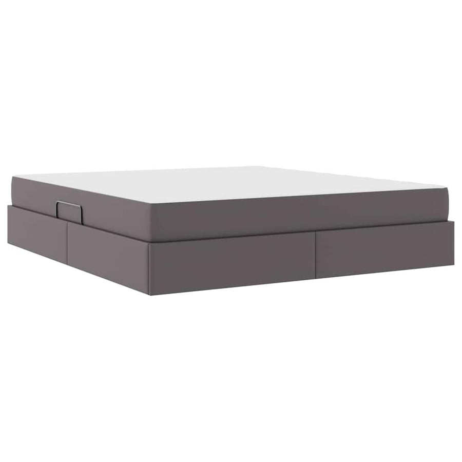 Opbergbed met matras met matras Grijs 180 x 200 cm Nep Leer