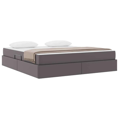 Opbergbed met matras met matras Grijs 180 x 200 cm Nep Leer