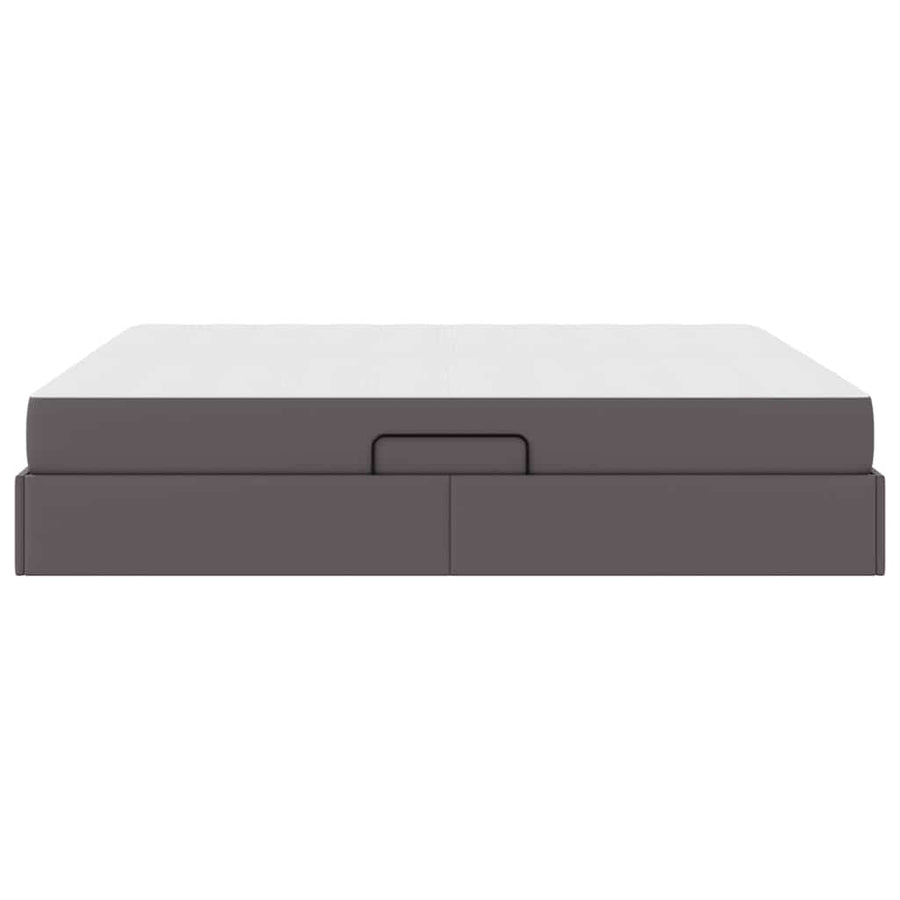 Opbergbed met matras met matras Grijs 180 x 200 cm Nep Leer