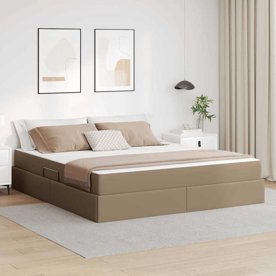 Opbergbed met matras Cappuccino 180 x 200 cm Nep Leer