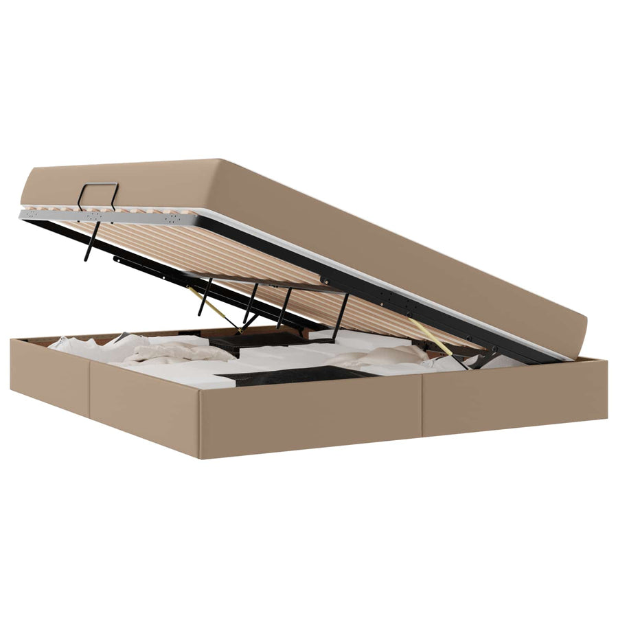 Opbergbed met matras Cappuccino 180 x 200 cm Nep Leer