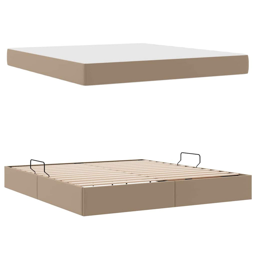 Opbergbed met matras Cappuccino 180 x 200 cm Nep Leer