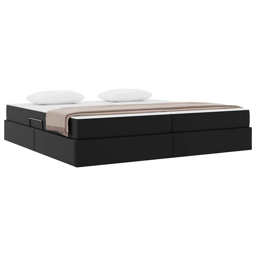 Opbergbed met matras met matras Zwart 200 x 200 cm Nep Leer