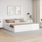 Storage bed with mattress with storage 2 pcs White Leather