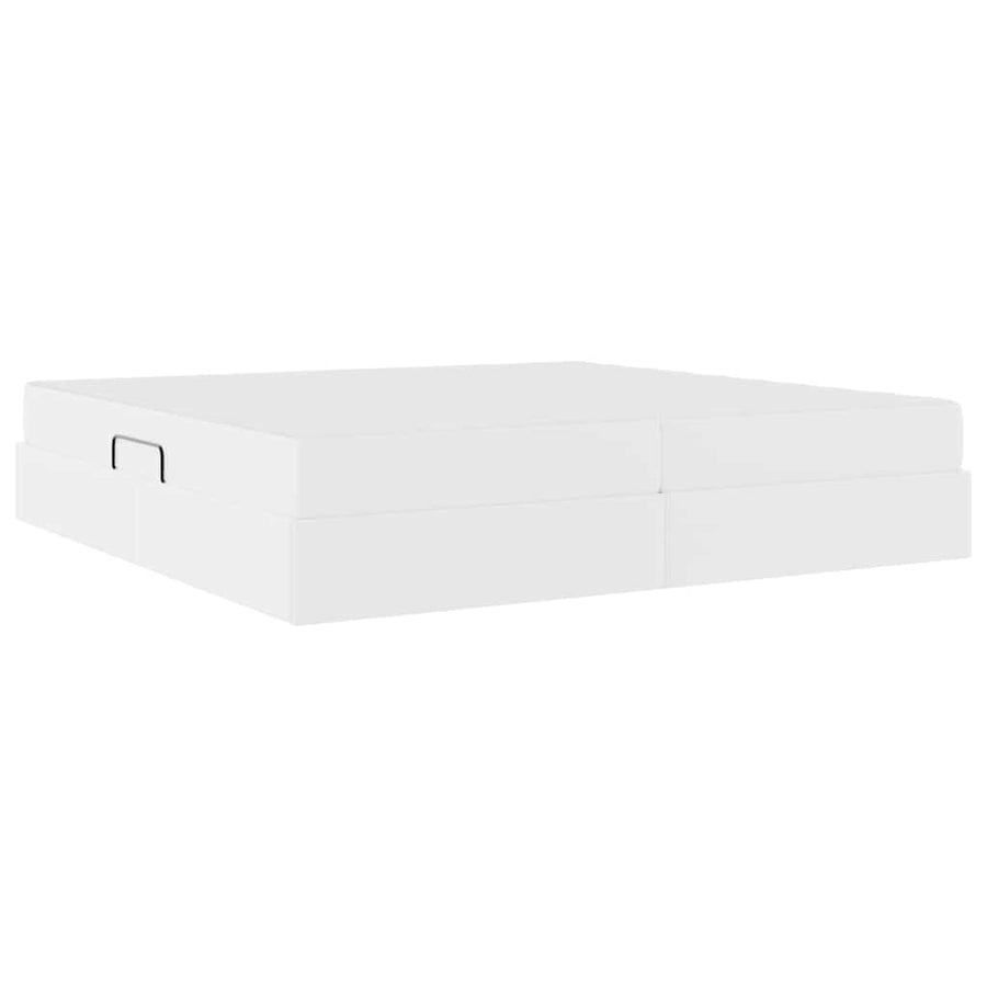Opbergbed met matras met matras Wit 200 x 200 cm Nep Leer