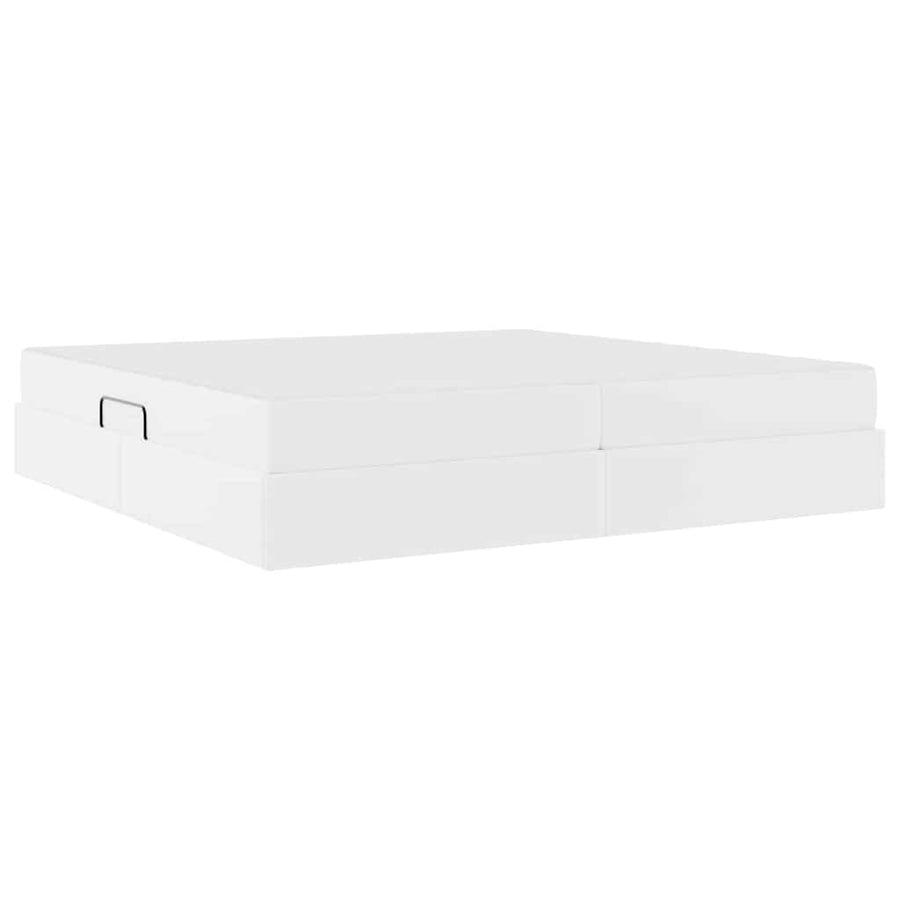 Opbergbed met matras met matras Wit 200 x 200 cm Nep Leer